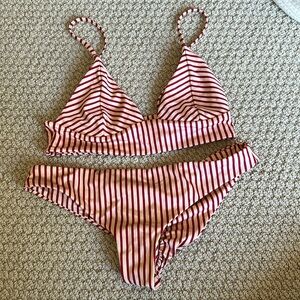 Tori Praver swim bikini striped S/M